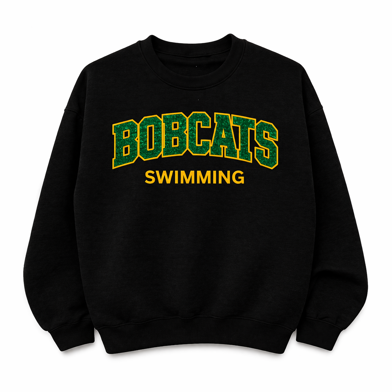 Bobcats Swim Embroidered Glitter Sweatshirt or Hoodie
