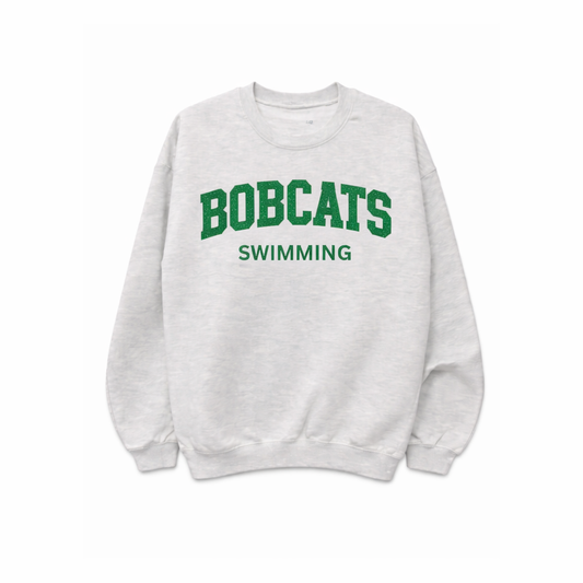 Bobcats Swim Embroidered Glitter Sweatshirt or Hoodie