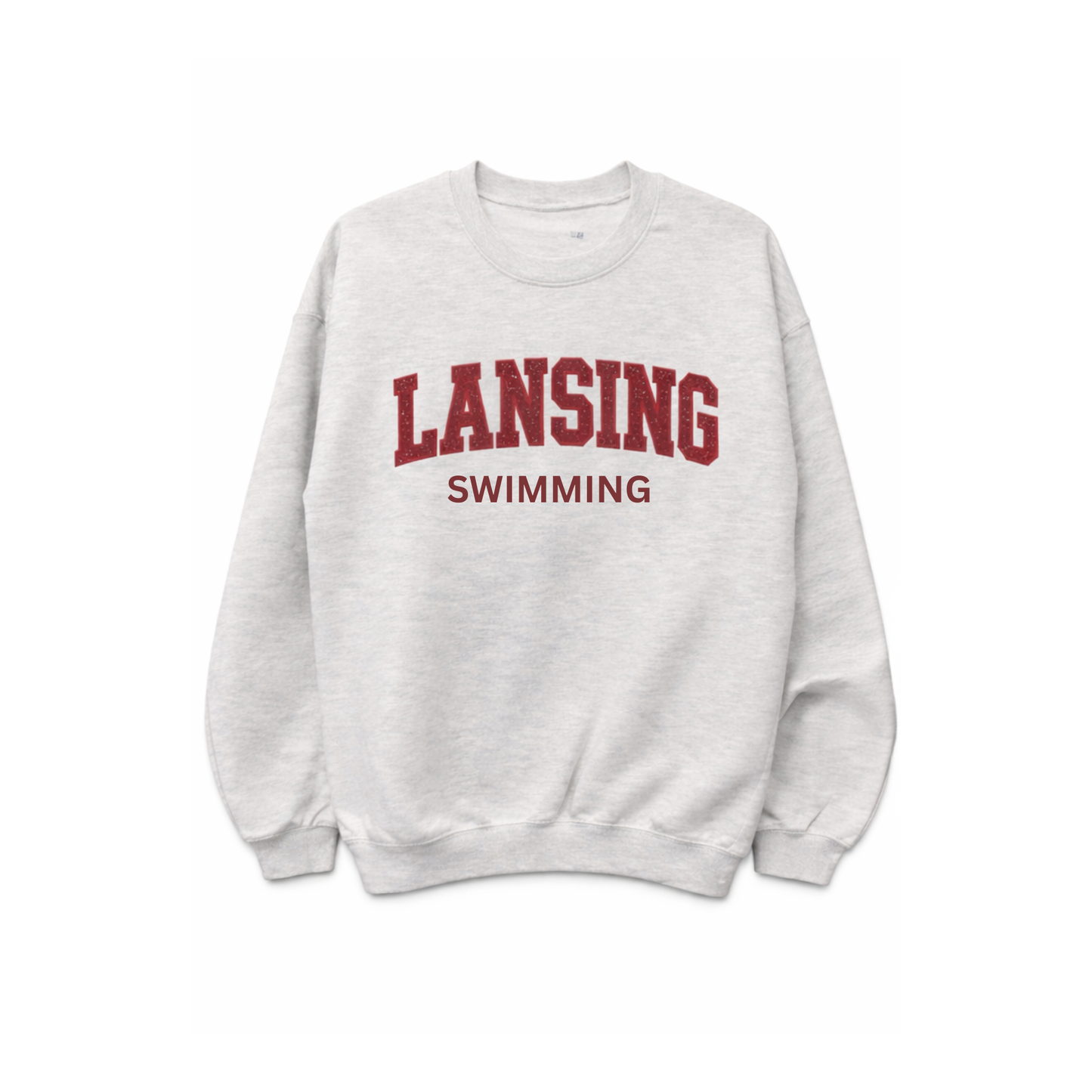 Lansing Swim Embroidered Glitter Sweatshirt or Hoodie